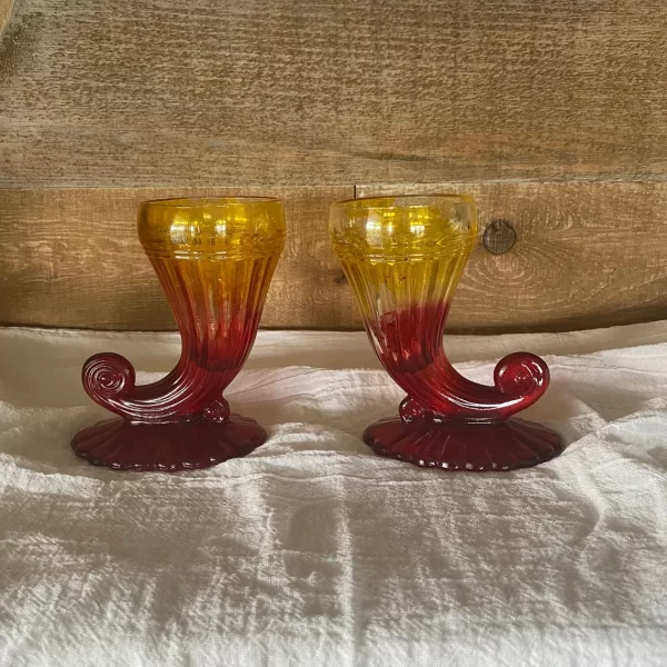 red and yellow glass vase front