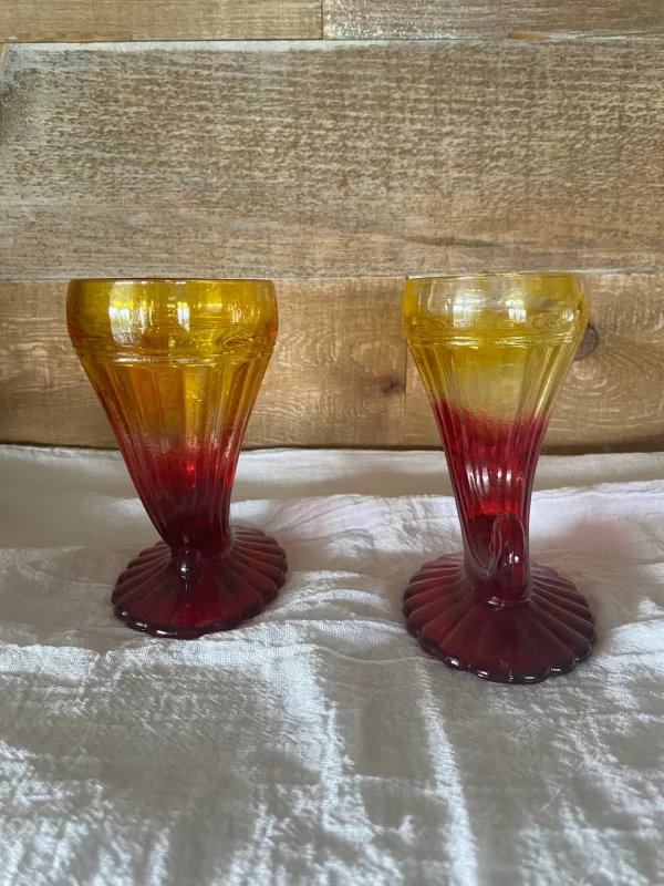 red and yellow glass vase another view