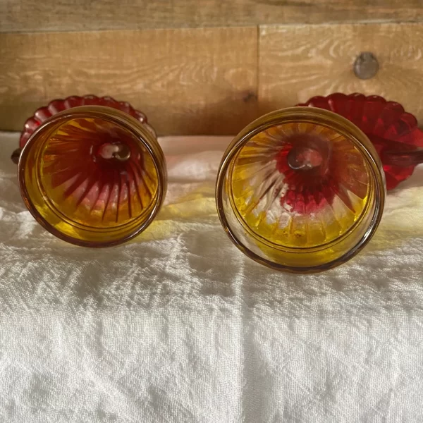 red and yellow glass vase bottom