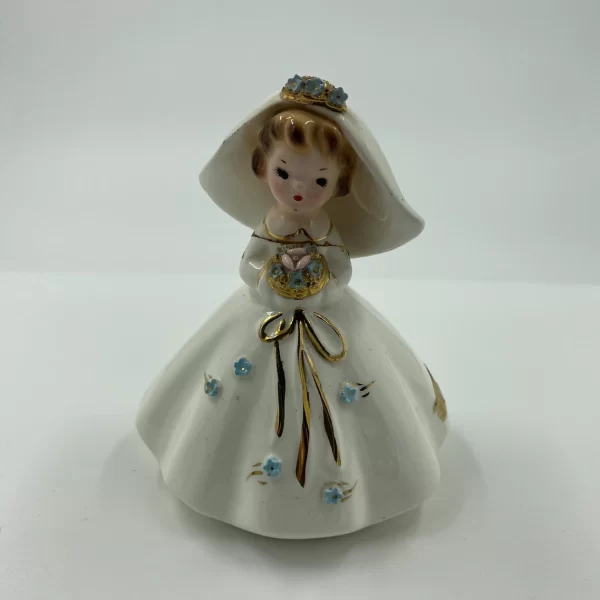 Josef Originals figurines bride with blue flowers dress front