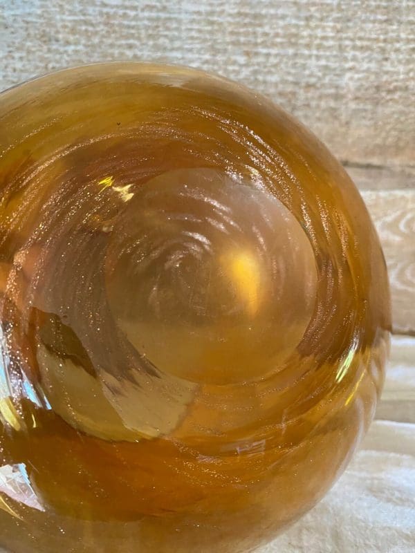 amber glass vase close bottom