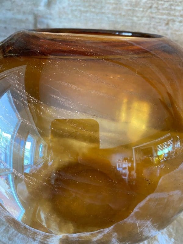 amber glass vase close