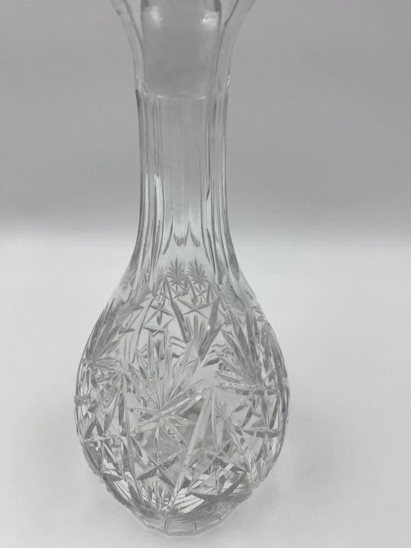 vintage crystal decanter showing detail of cuts