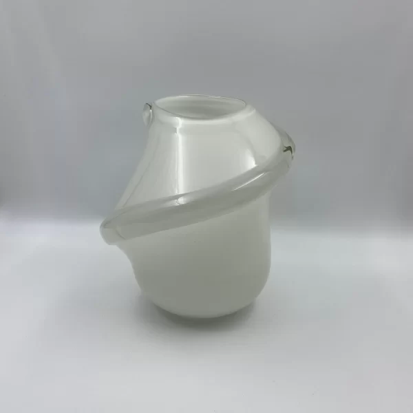 vintage white glass vase another angle