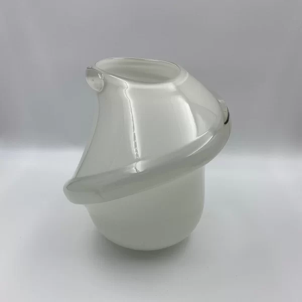 vintage white glass vase unique shape