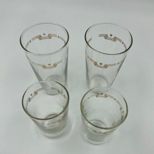 orange juice glass vintage set of four two tall two small