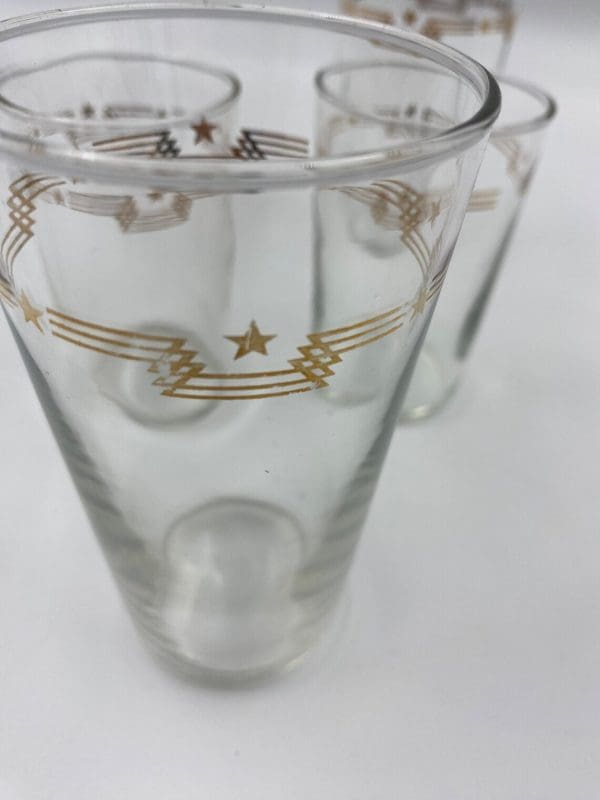 orange juice glass vintage close gold star detail