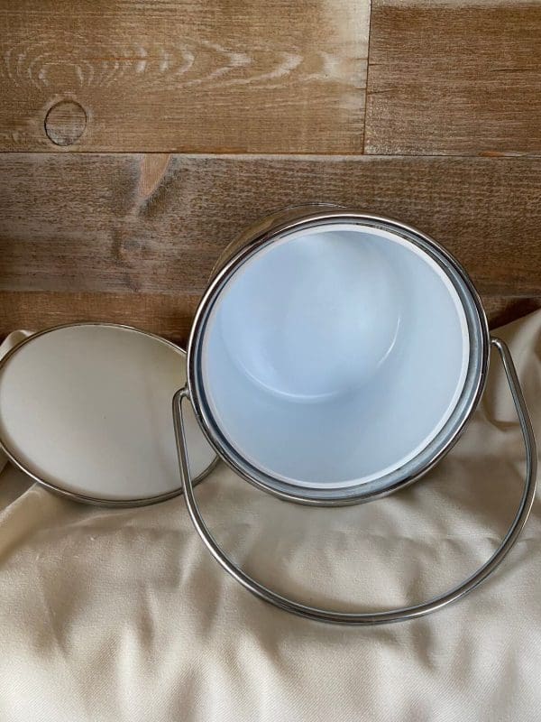 vintage chrome ice bucket inside of bucket