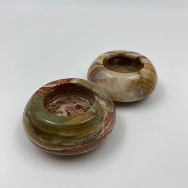 Vintage marble ashtray set of two 1980s decor