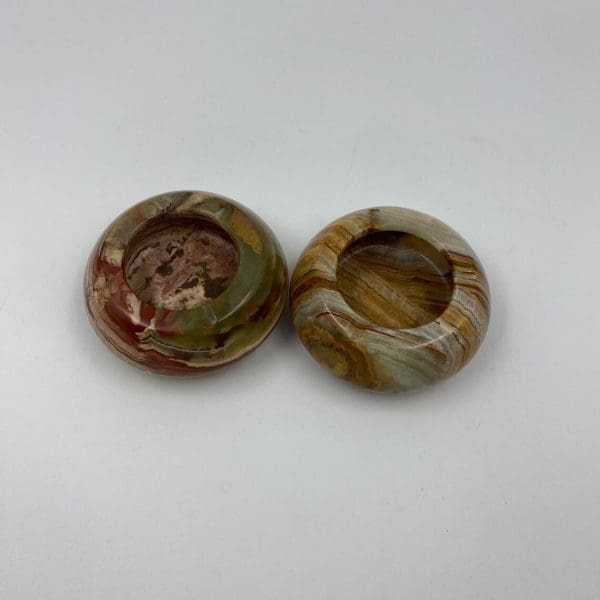 Vintage marble ashtray set of two 1980s decor top view