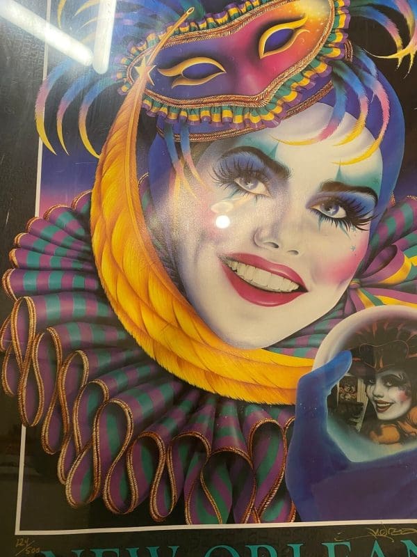 Vintage Mardi Gras posters signed Andrea Mistretta numbered 224/500 1990 close of front detail