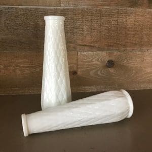 vintage white milk glass vases together