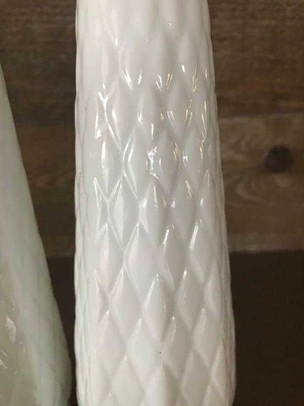 vintage white milk glass vases right