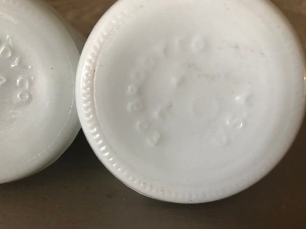 vintage white milk glass vases close bottom