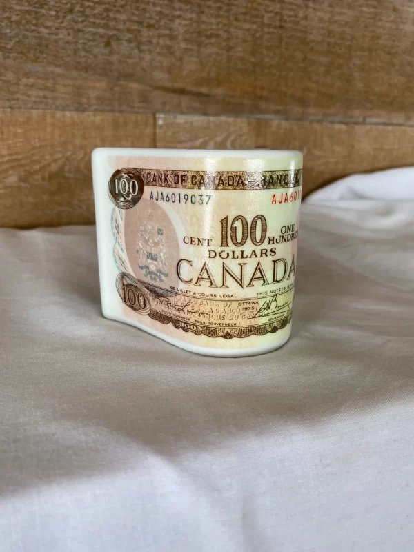 $100 bill novelty ashtray Canadian 175 hundred dollar bill ashtray side 2