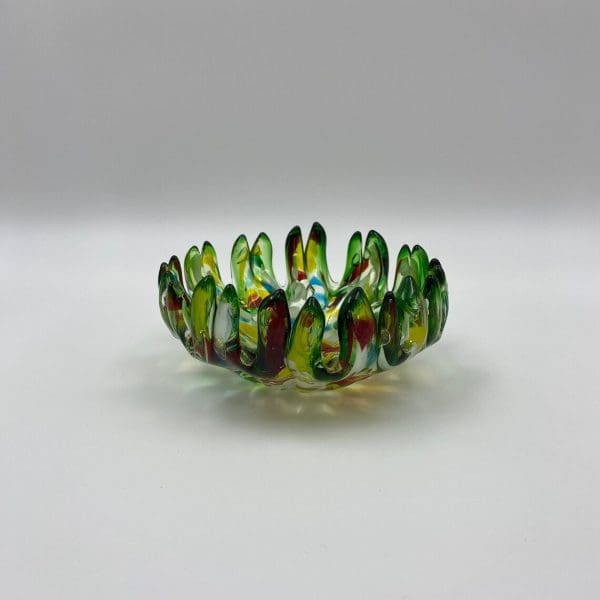 vintage Murano glass bowl Tutti Frutti finger bowl green, red, blue, yellow, white