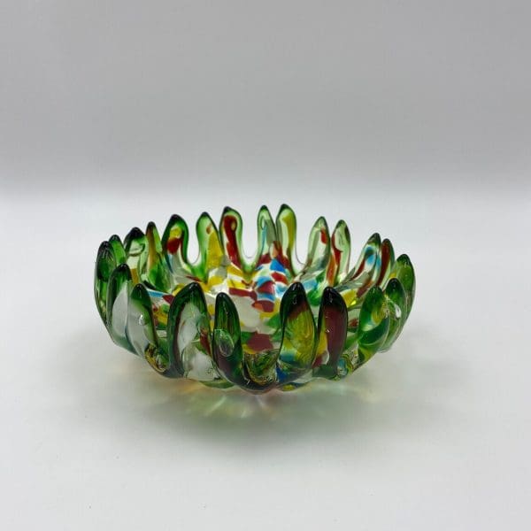 vintage Murano glass bowl Tutti Frutti finger bowl red, green, blue, yellow, white