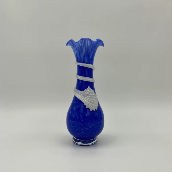 vintage blue murano glass vase front