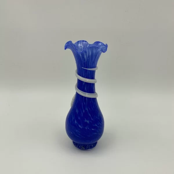 vintage blue murano glass vase left side