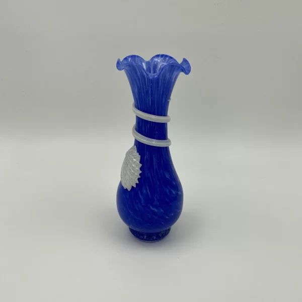 vintage blue murano glass vase right side