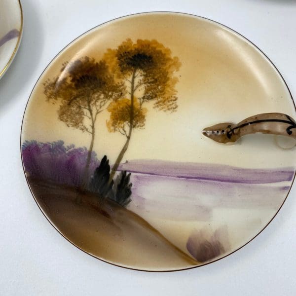 vintage Noritake China close of spoon rest lake at sunset scene hand painted