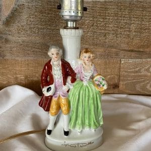 Occupied Japan lamps porcelain colonial couples.