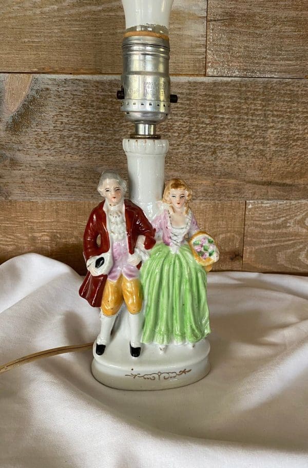 Occupied Japan lamps porcelain colonial couples.