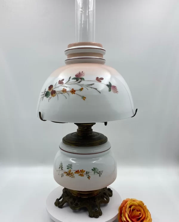 gone with the wind lamps hand painted base and shade tall hurricane brass lamp