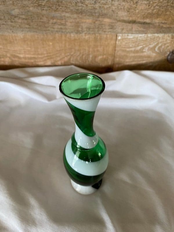 vintage small green glass vase top