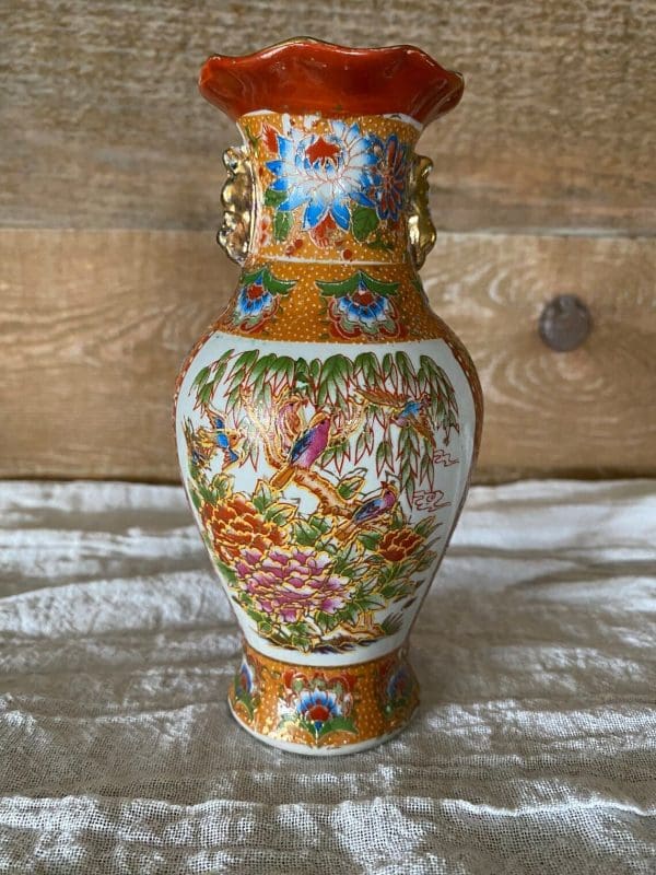 vintage bird vase front