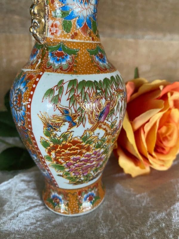 vintage bird vase close side