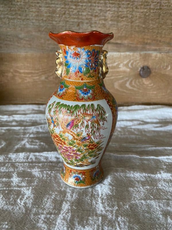 vintage bird vase orange