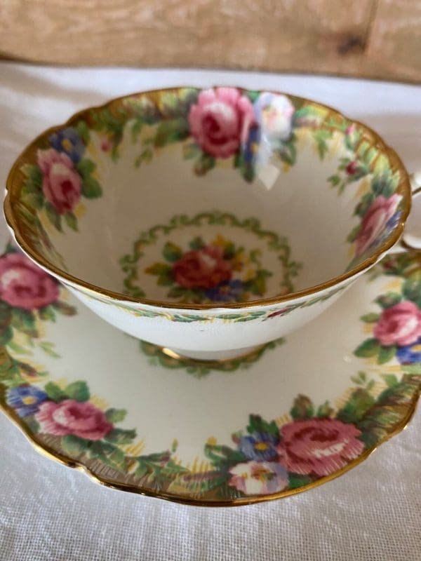 Paragon tea cup and saucer floral closeup 2