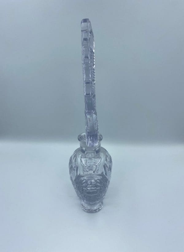 vintage crystal perfume bottles with stoppers, Fleur de Lis design stopper side right