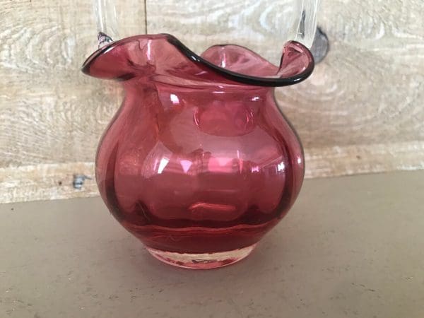 pink glass basket close base