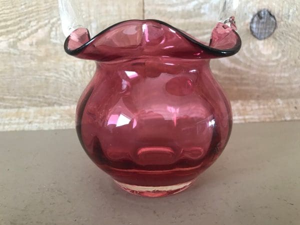 pink glass basket art glass cranberry pink