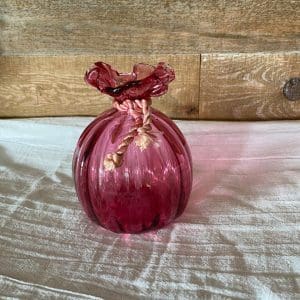 pink glass vase vintage front