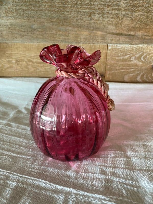 pink glass vase vintage right side