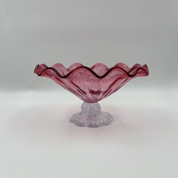 glass pedestal bowl pink bowl clear base