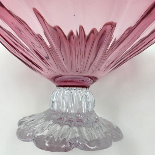 glass pedestal bowl floral shape clear pedestal base