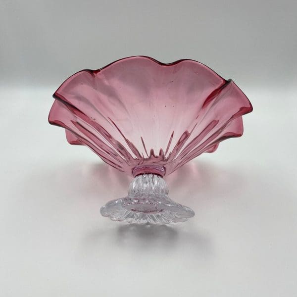 glass pedestal bowl pink bowl on clear pedestal base