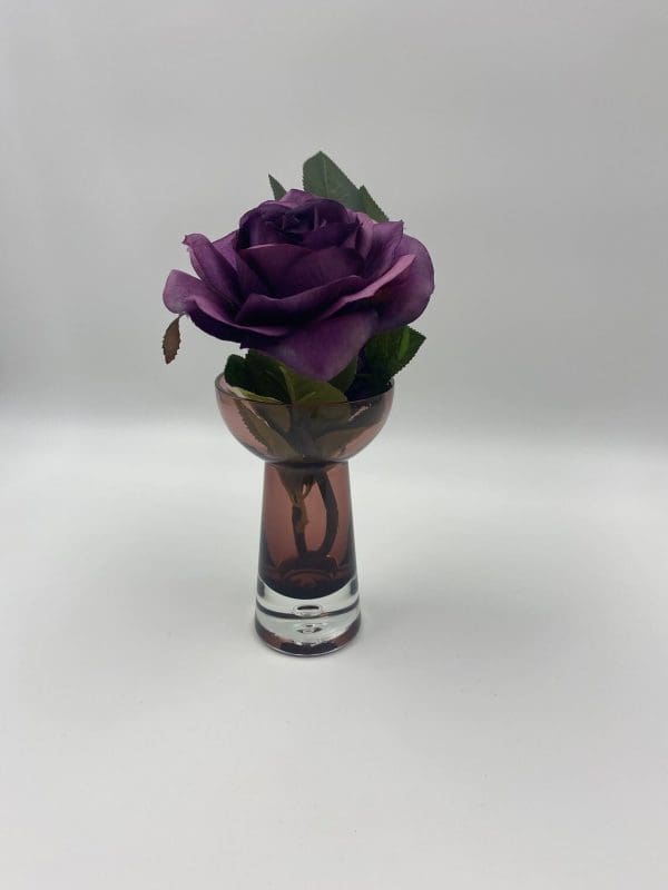 vintage hyacinth bulb vase with purple rose