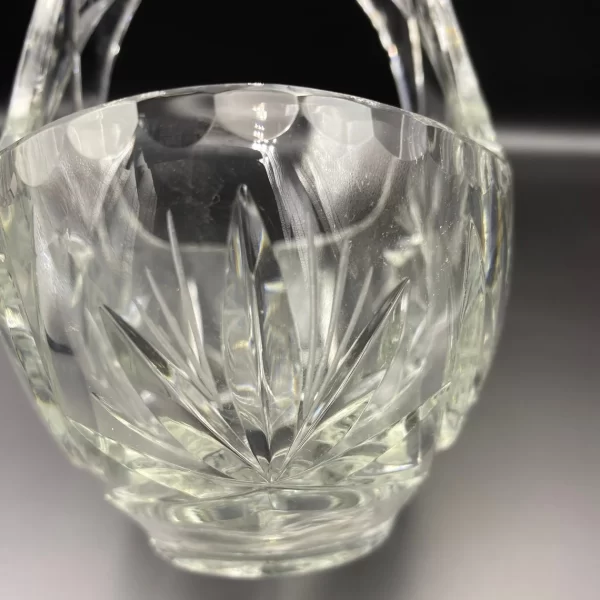 vintage crystal basket with handle end design