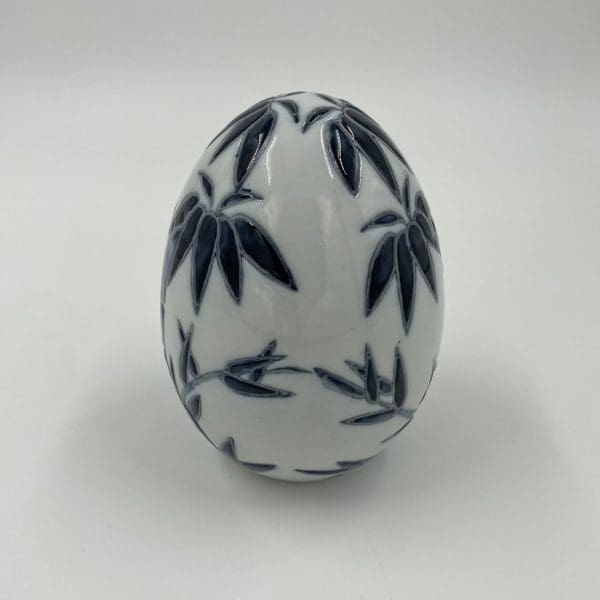 vintage porcelain eggs white and blue large