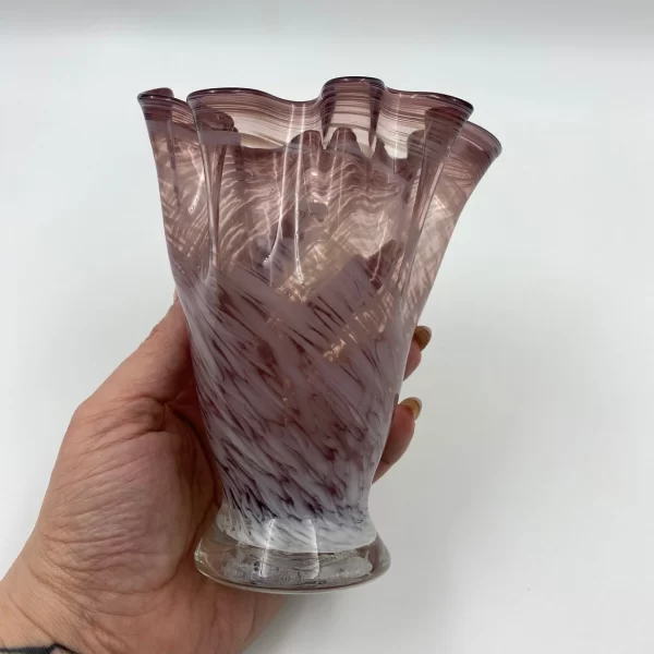 purple glass vase vintage in hand