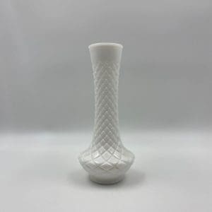 vintage white milk glass vase quilted