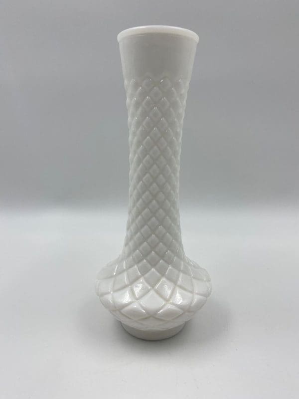 vintage white milk glass vase front