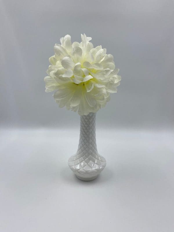 vintage white milk glass vase with large flower