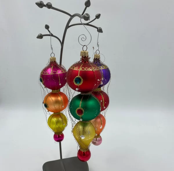 rare Christopher Radko ornaments playful set in multi color balls wire wrap