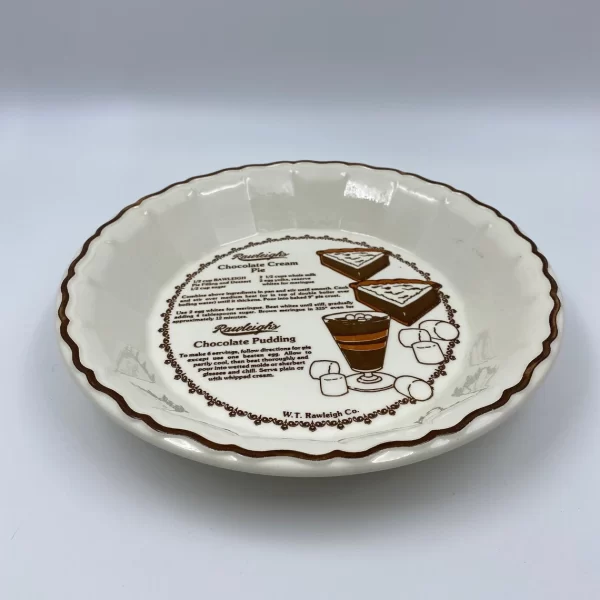 pie dish with recipe inside side